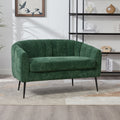 50.2  Wide Upholstered Chenille Mini Loveseat Accent Couch, Modern Glam Small Settee With Metal Legs, Channel Tufted 2-Seater Sofa For Living Rooms Bedrooms Dorm Studio Office Small Spaces, Green