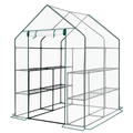 Mini Walk-in Greenhouse With PE Cover, 8-Shelf Indoor Outdoor Plant Gardening Green House For Garden Backyard, 56inch X 56inch X 77inch, White