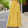 Lace-up Wide-leg Culottes With Pleats European Size Versatile And Easy To Match