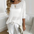Thin Crew-neck Flared-sleeve Knit Top