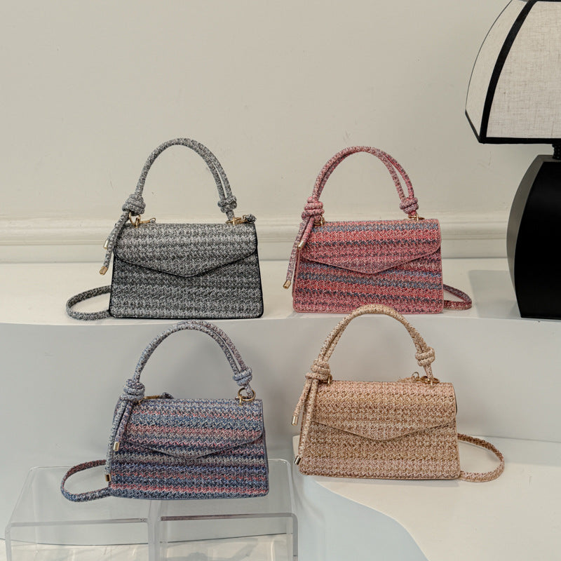 Straw-woven Color-block Shoulder Bag Commuter Crossbody Bag