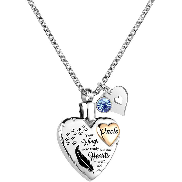 Stainless Steel Heart Pendant Pet Ashes Necklace