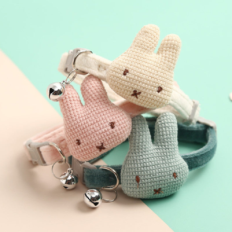 Pet Cat Collar Cartoon Rabbit Bell Collar Necklace