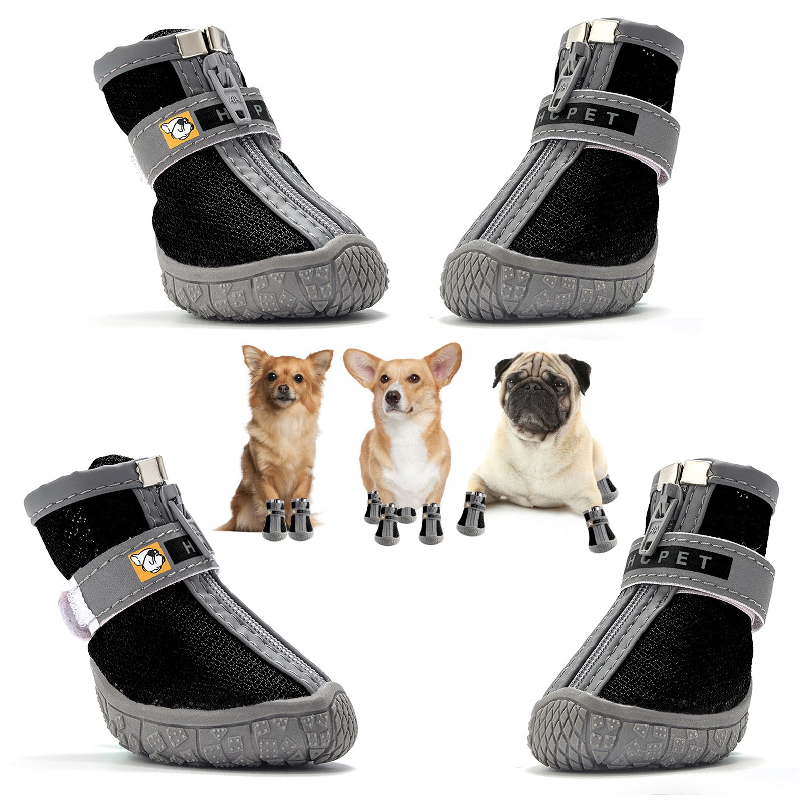Dog Boots Puppy Mesh Black Shoes