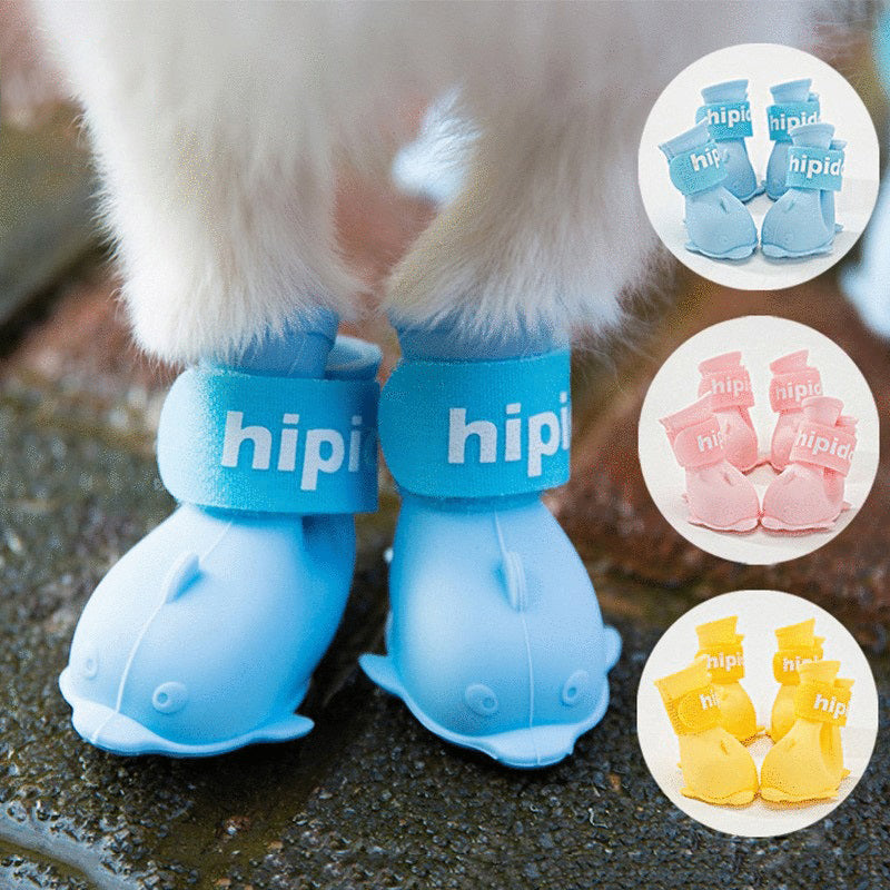 4Pcs Puppy Dog Shoes Pet Waterproof Rain Boots
