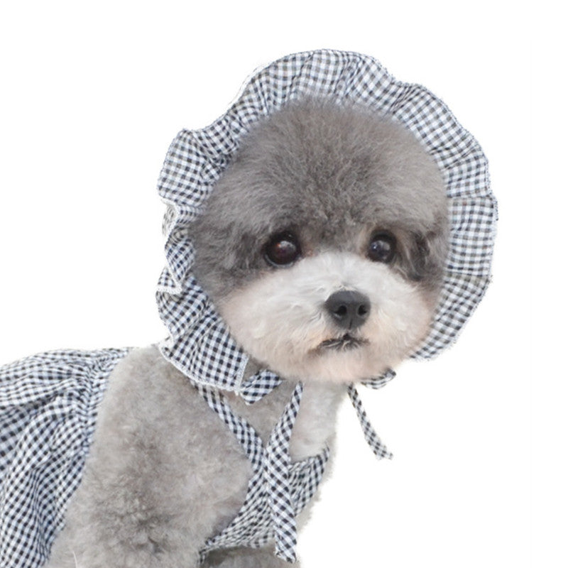 Pet Dog Sun Hat Puppy Plaid Cap