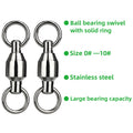 100pcs Heavy Duty Ball Bearing Fishing Connector Rolling Swivel Solid Ring