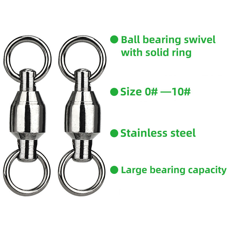 100pcs Heavy Duty Ball Bearing Fishing Connector Rolling Swivel Solid Ring