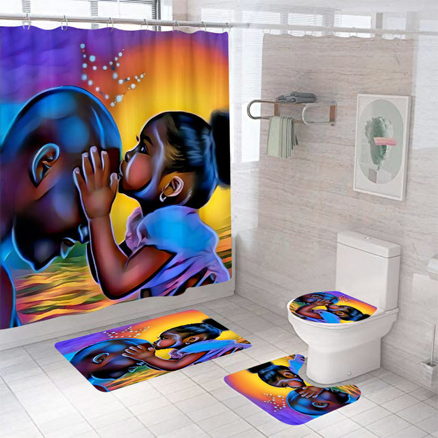 Women Afro Girls Print Shower Curtain Set