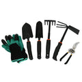 6Pcs Strong Metal Garden Tool Kit with Ergonomic Non-slip Rubber Grip