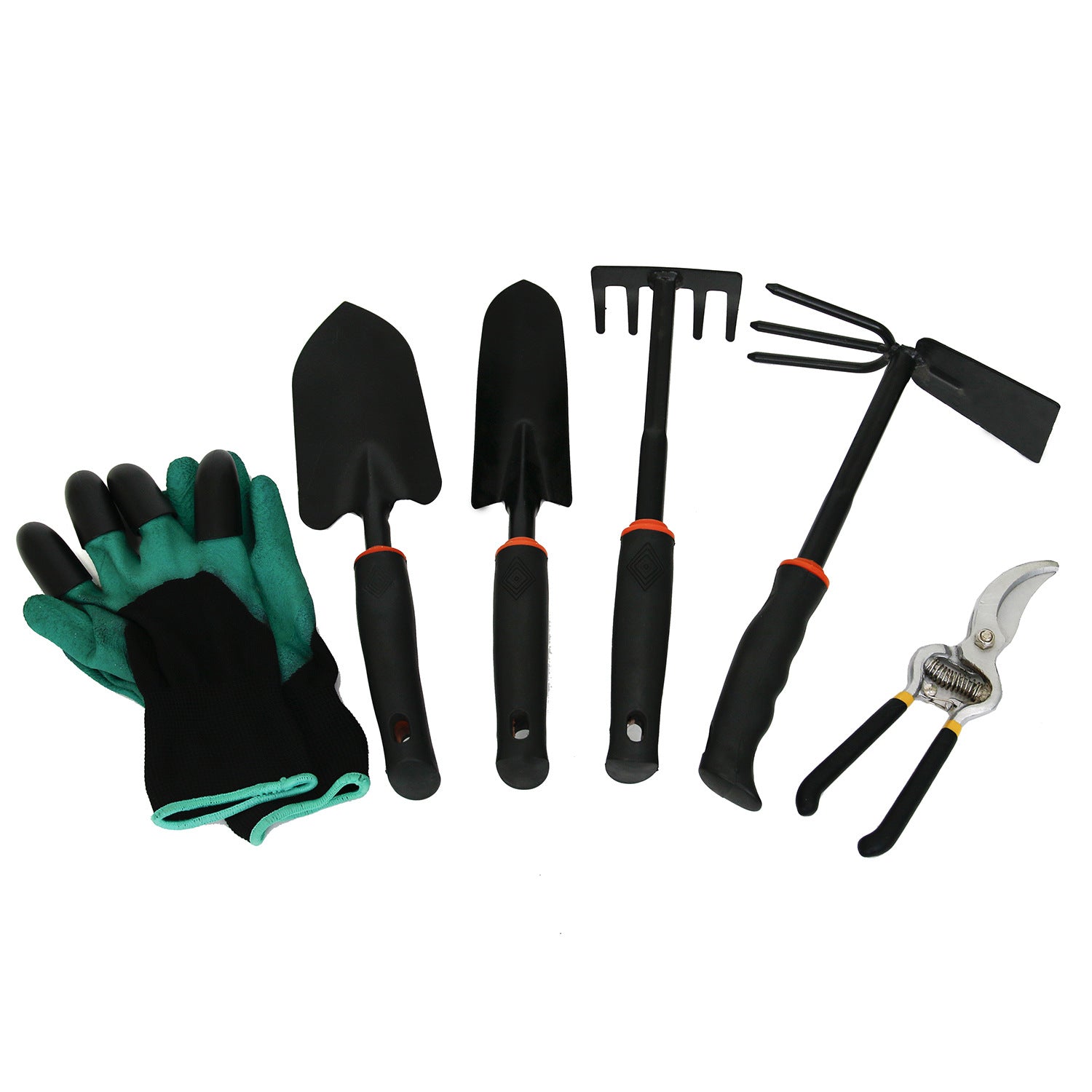6Pcs Strong Metal Garden Tool Kit with Ergonomic Non-slip Rubber Grip