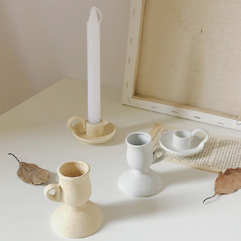 Ceramic Handhold Candlestick Ornaments Jewelry Stand Candle Holder