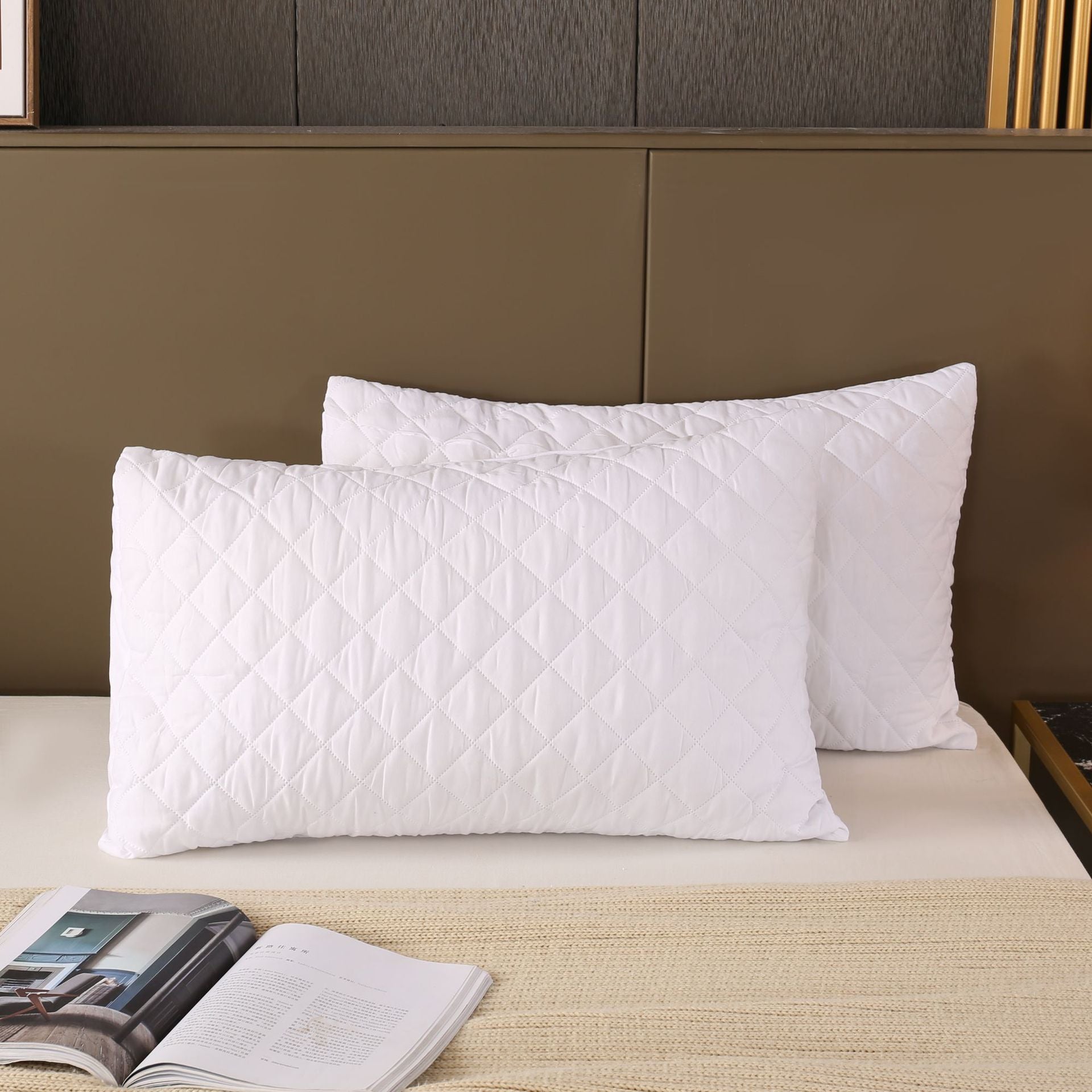 Home Hotel White Soft Waterproof Pillowcase Pillow Cover