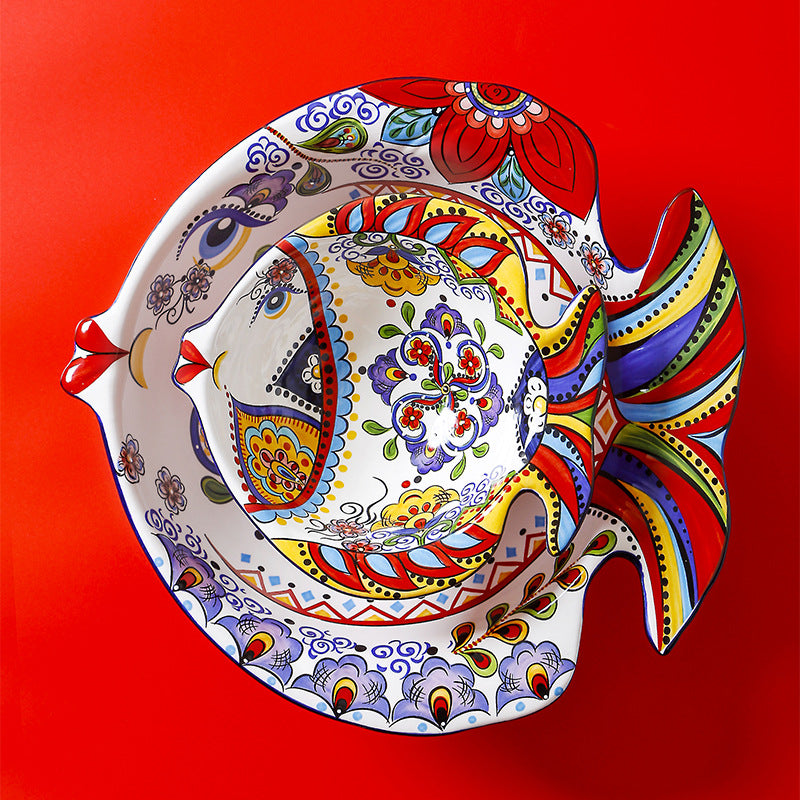 Creative Hand-Painted Ceramic Dish Home Kitchen Tableware