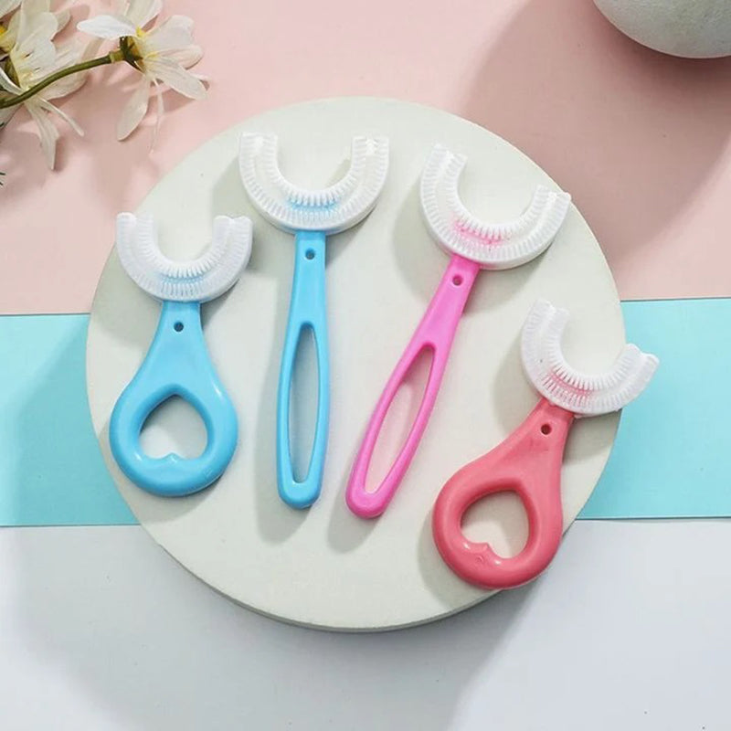 Kids Toothbrush U Shape Infant Toothbrush With Handle Silicone Oral Care Cleaning Brush