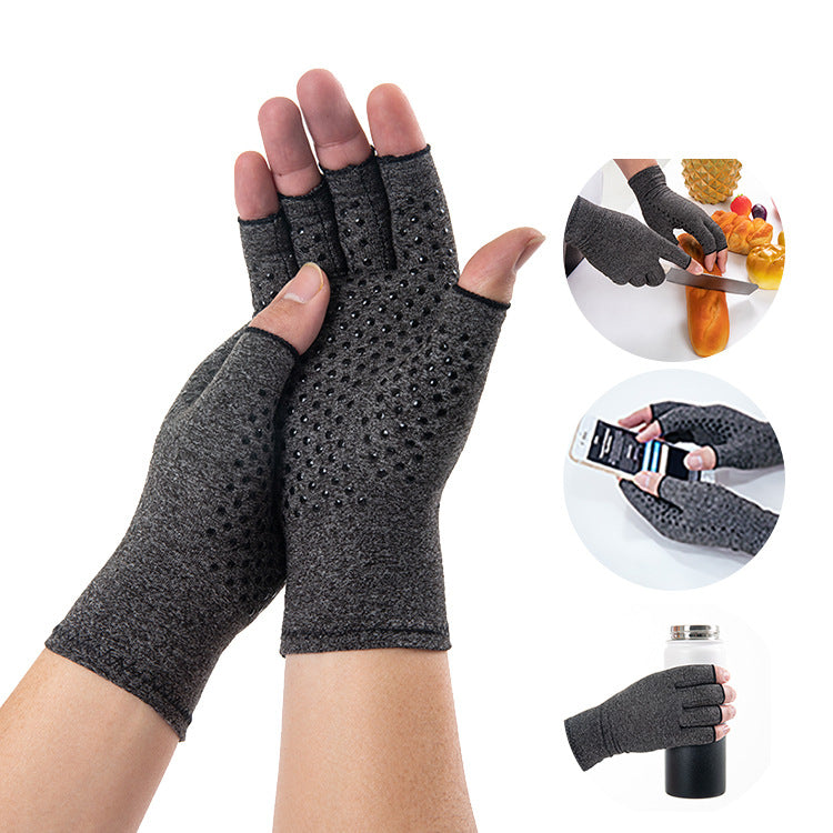 Arthritis Compression Gloves Anti-Slip Glue Dot Fingerless Cycling Gloves