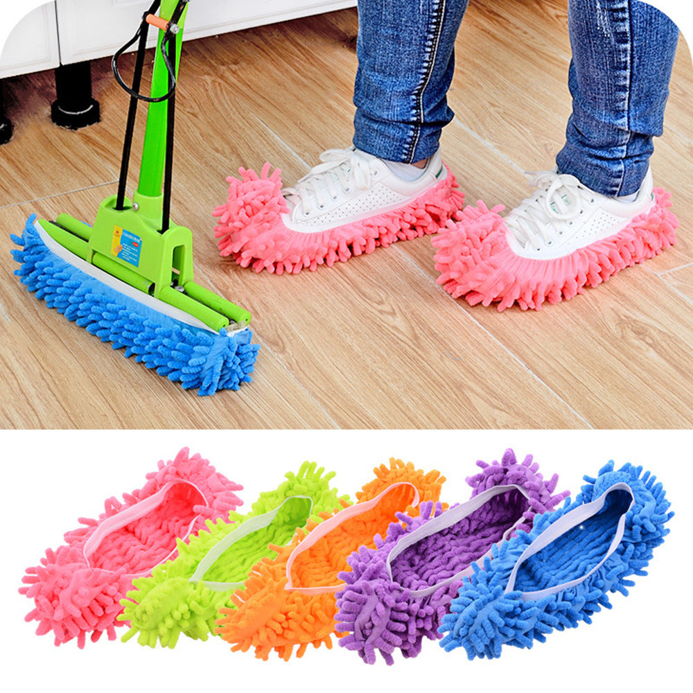 1 Pair Floor Cleaning Shoes Kitchen Cleaner Mop Fuzzy Slipper