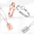 Couple Heart Bracelet Necklace Choker Jewelry Set