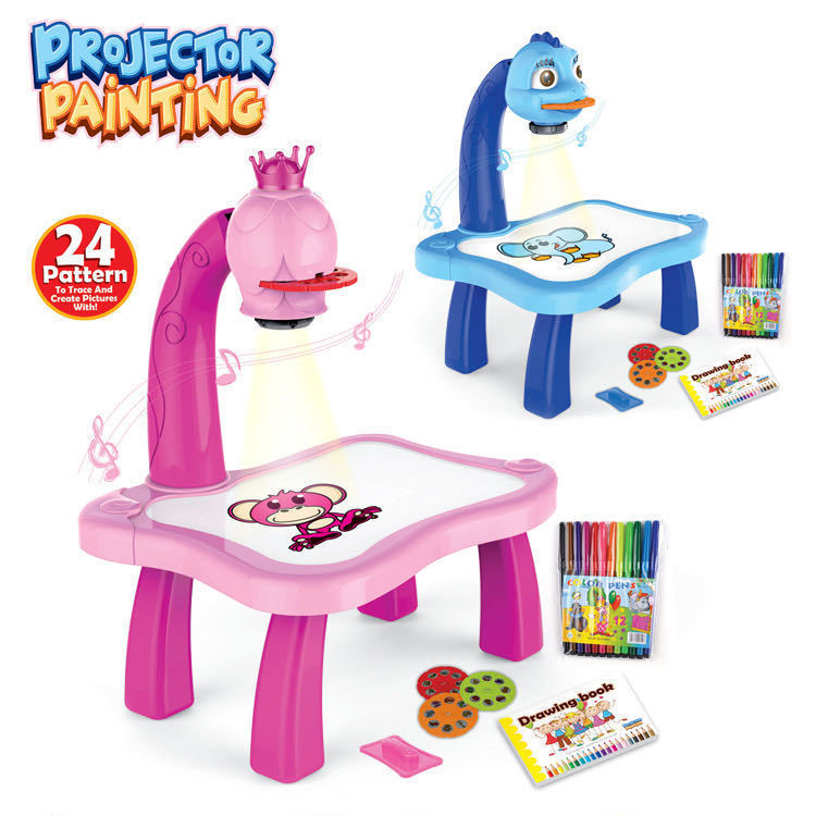 Kids Children LED Projector Painting Art Drawing Table Light Toys