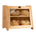 Bamboo Wooden Double Storage Box Home Kitchen Bread Storage Box