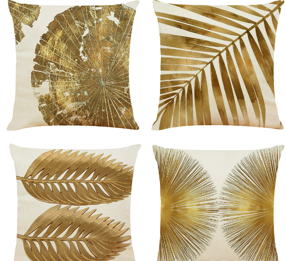 New Golden Leaf Cotton And Linen Cushion Office Nap Pillow